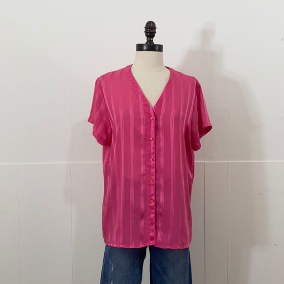 Vintage Sheer Striped Button Down Top - Picture 1 of 5